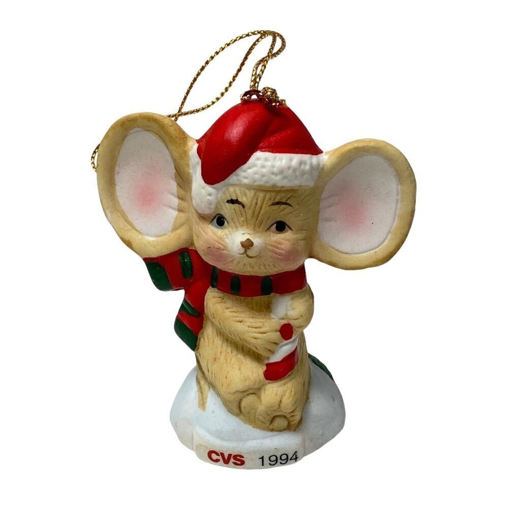 Christmas Mouse Ornament Vintage CVS 1994 Collectible